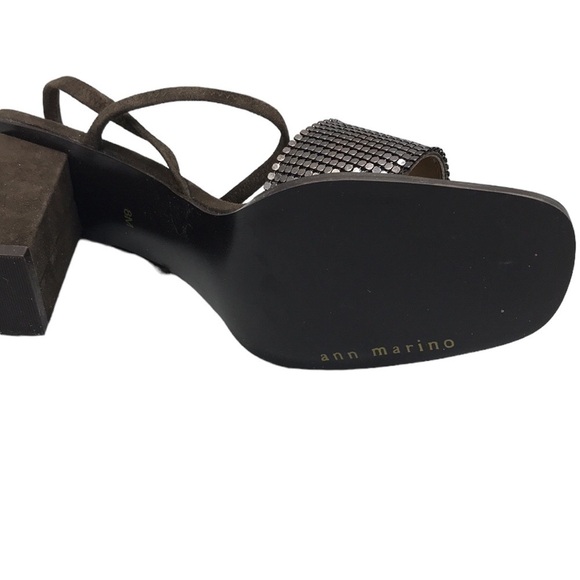 Ann Marino Precious Metal & Suede Chunky Heel Open Toe Size 8 New - Picture 12 of 13